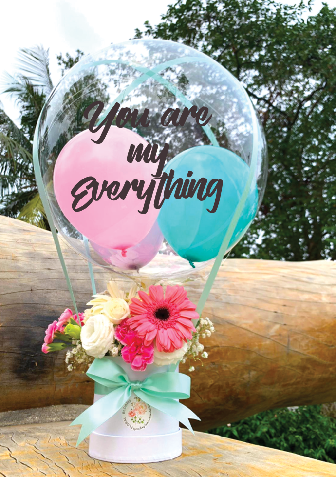 hot air balloon bouquet valentines day gift surprise delivery flower bouquets happy birthday anniversary get well soon hamper boyfriend girlfriend gift idea